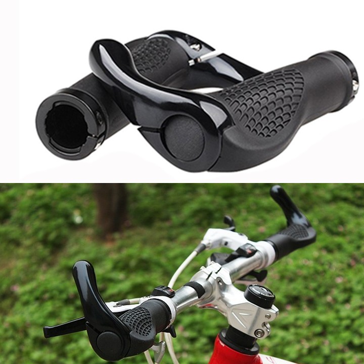 Bộ 2 Tay nắm sừng trâu xe đạp chống mỏi (Màu đen)