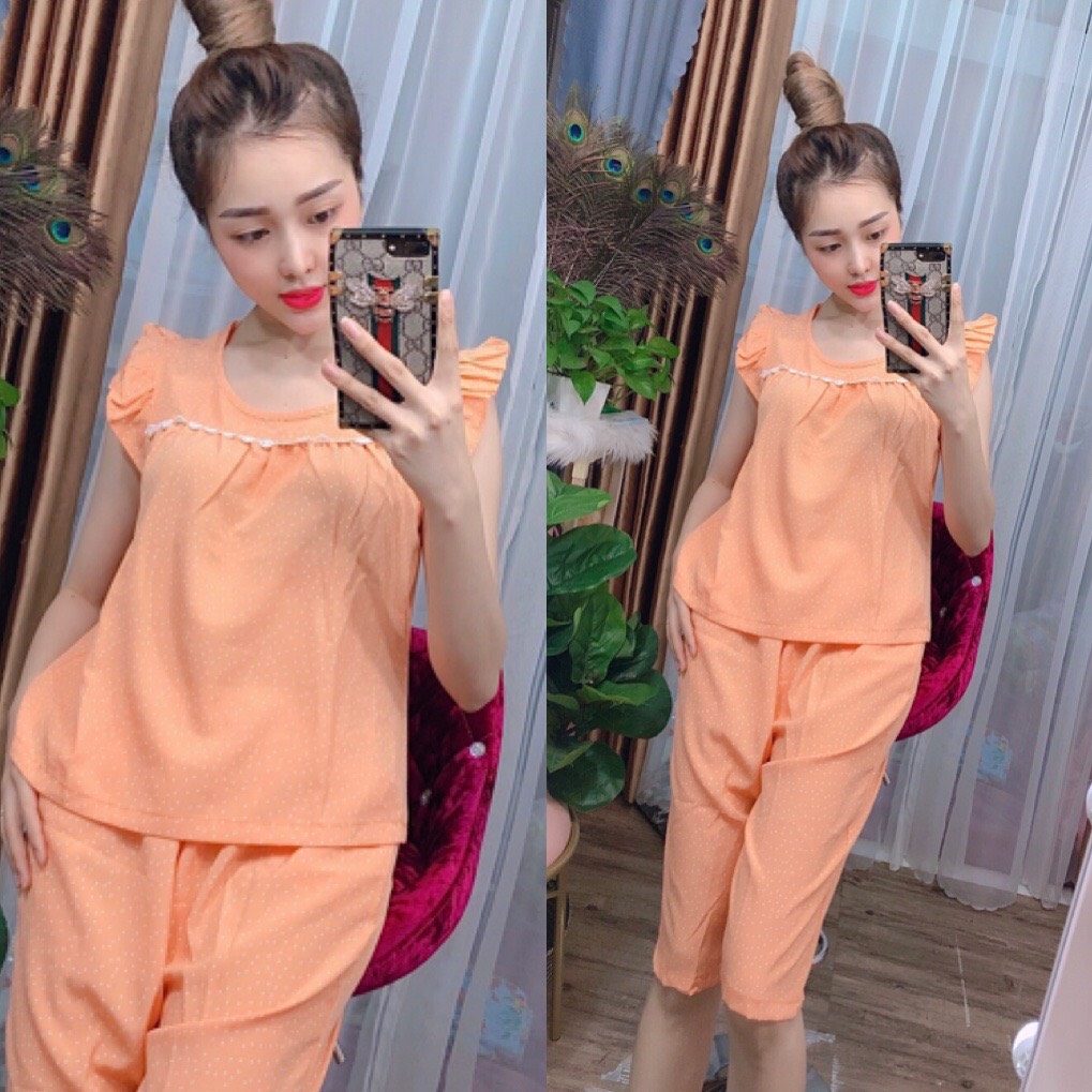 [HCM]ĐỒ BỘ LỤA LỬNG CHẤM BI DỄ THƯƠNG (ẢNH THẬT) CÓ SIZE 40-75KG - LUA02