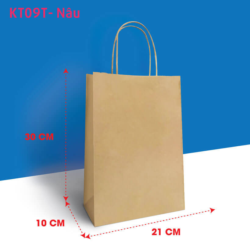 Combo 100 túi quai giấy trơn kt09t