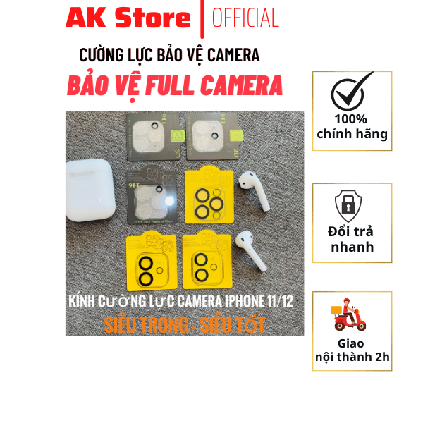 Kính Cường Lực CAMERA  IPHONE 11 đến 12 Pro max