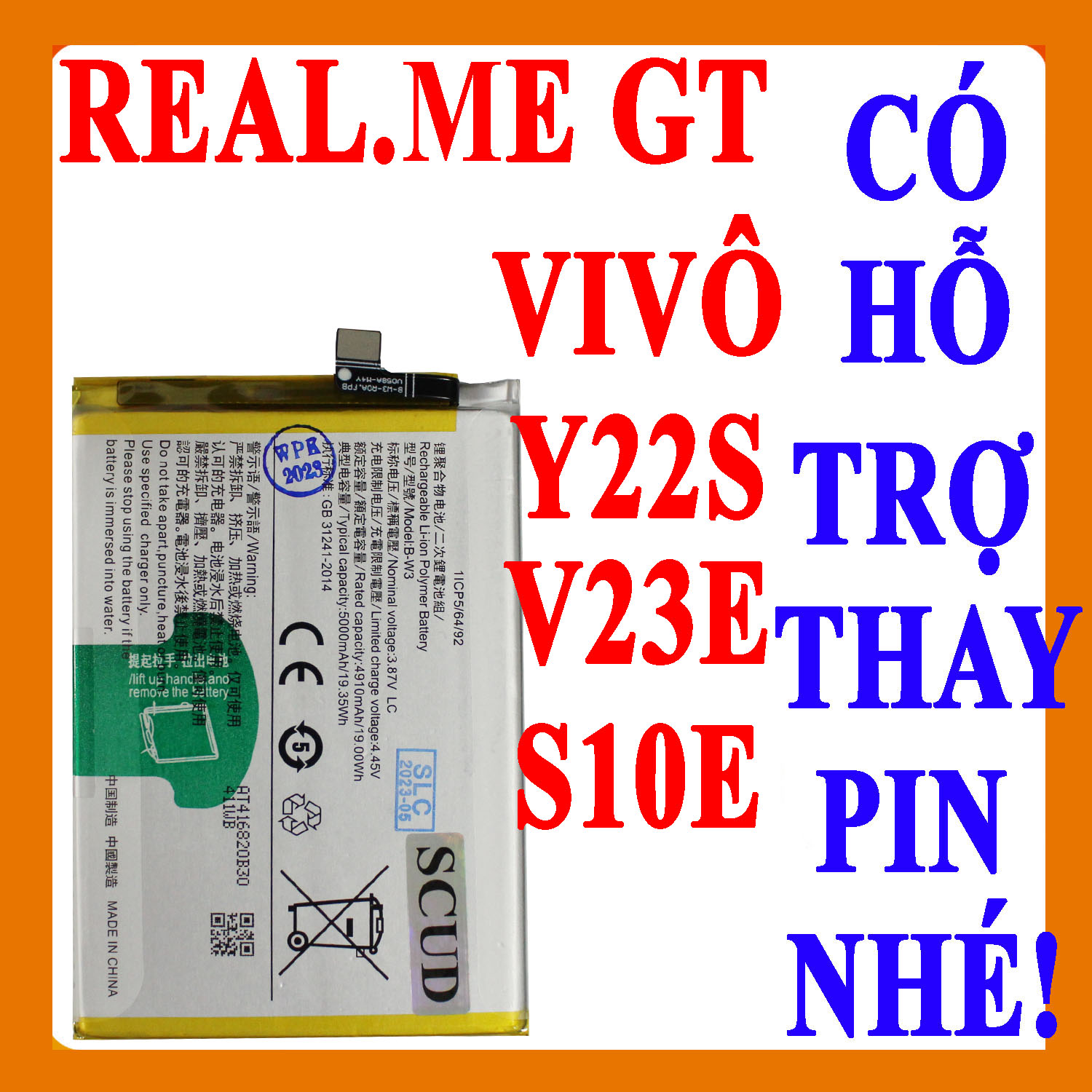 Pin scud cho vivo s1 pro/x27/x27 pro/y22s/v23e/s10e/u3/v15