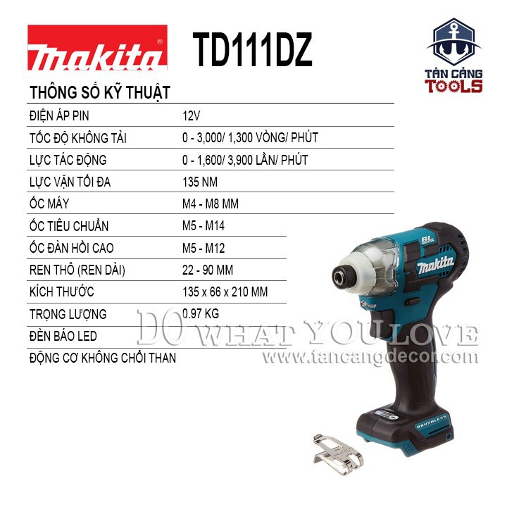 Máy Vặn Vít Dùng Pin Makita 12V TD111DZ ( Thân Máy )