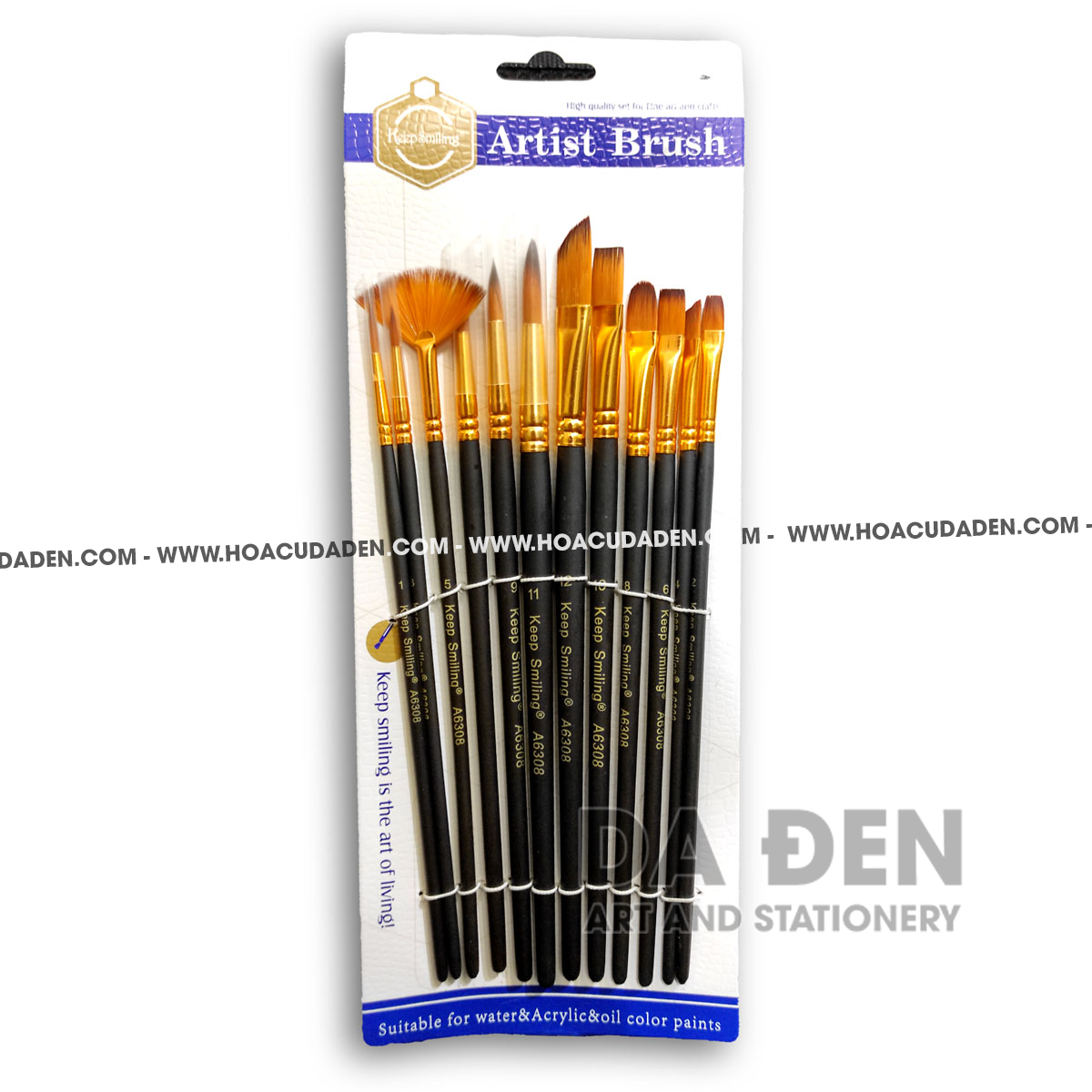 [HCM]Bộ Cọ Vẽ Keep Smiling A6308 (12 Cây)