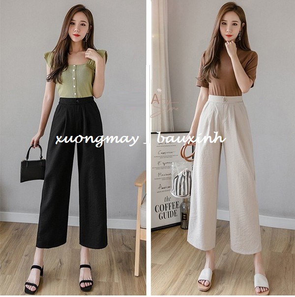 Quần Ống Suông Dáng Lỡ Dài 80Cm Chất Đũi Siêu Mát Lạnh