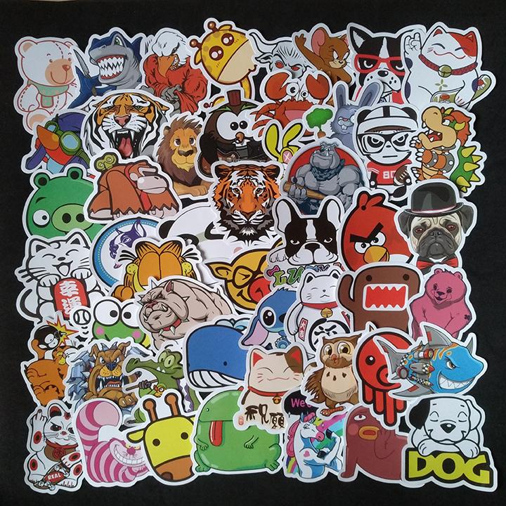 Bộ Sticker dán cao cấp chủ đề ANIMAL HOẠT HÌNH - Dùng dán Xe, dán mũ bảo hiểm, dán Laptop...