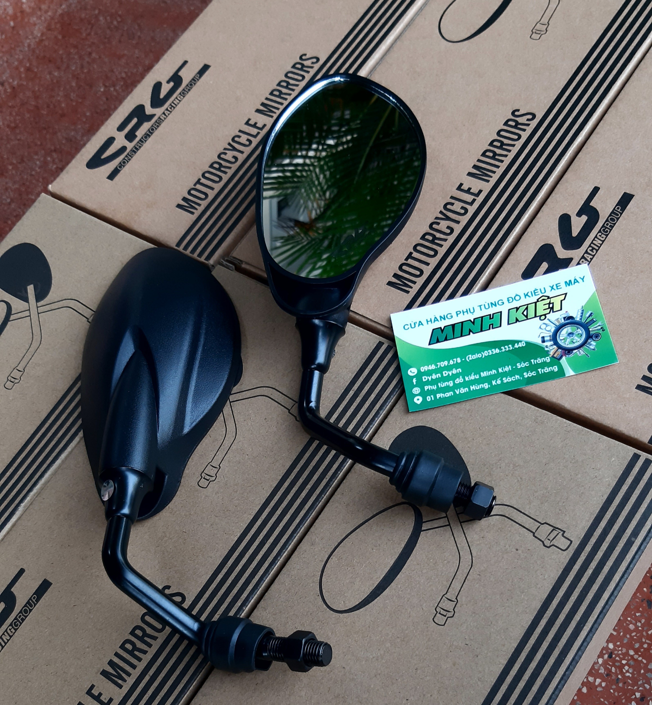 [ Lẻ bên trái ] KÍNH CRG YAZ CHÂN ĐEN 10LI GẮN MỌI DÒNG XE