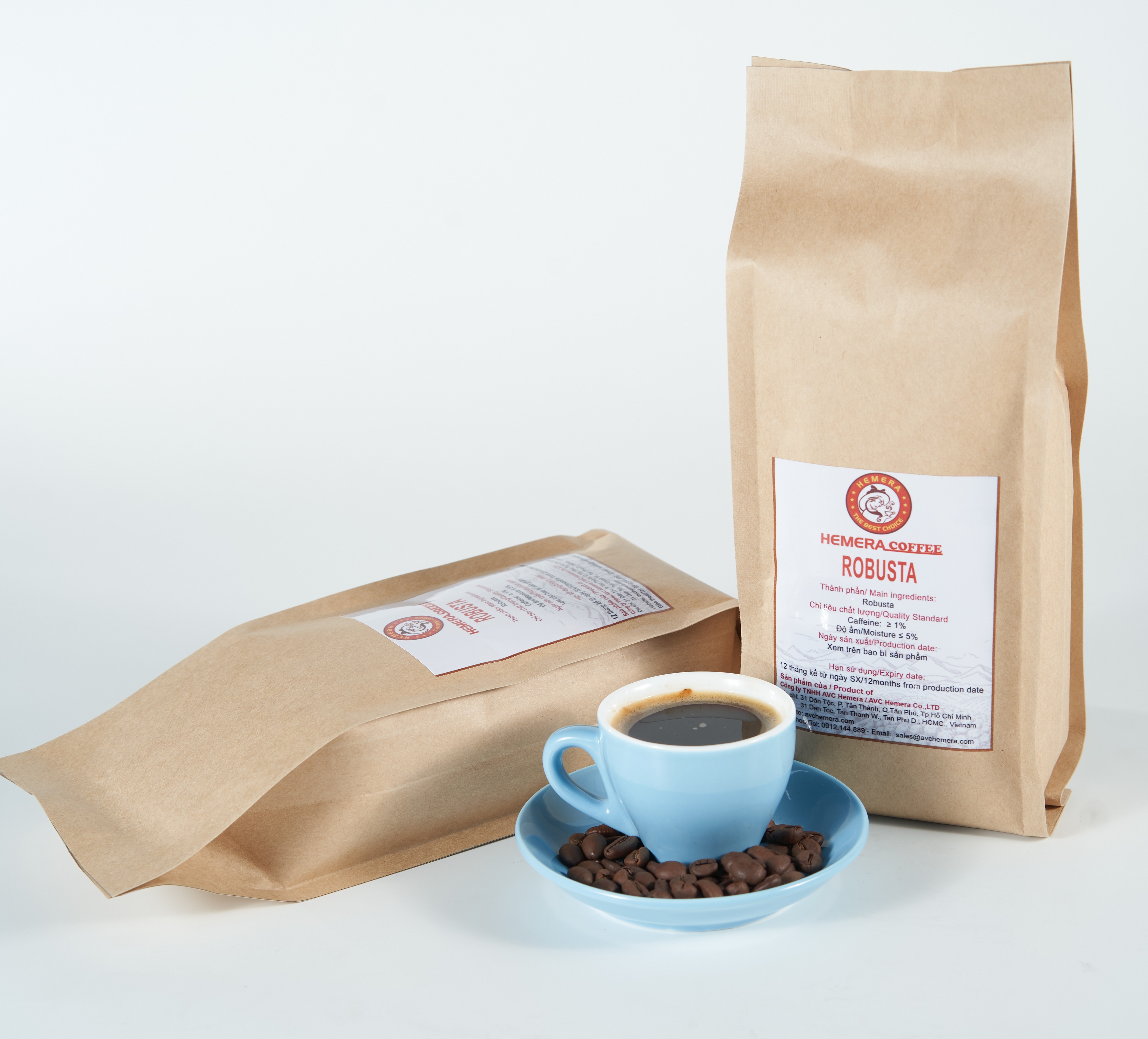 [HCM]CÀ PHÊ HẠT NGUYÊN CHẤT ROBUSTA RANG MỘC HEMERA COFFEE 500GR