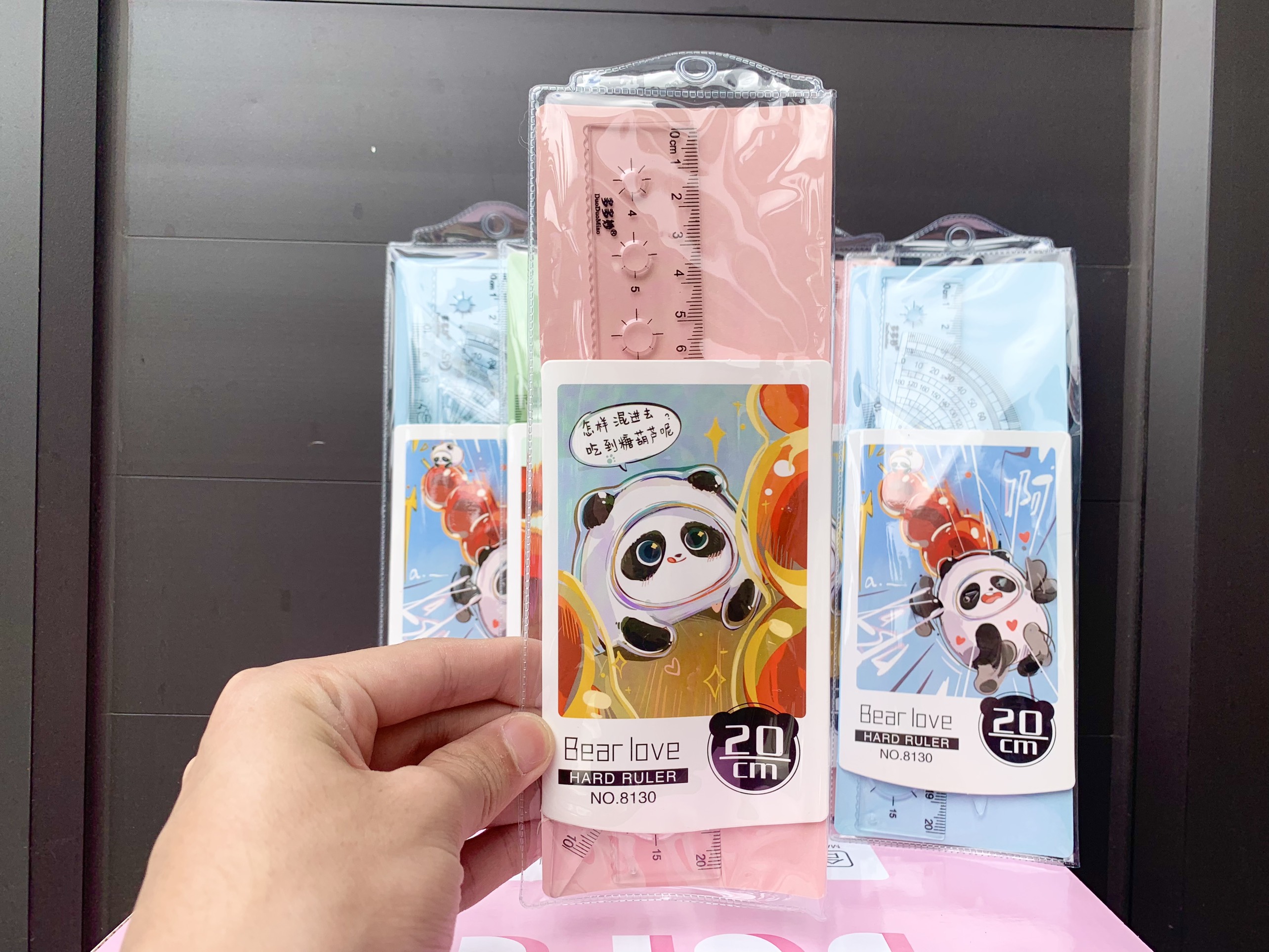 Bộ thước kẻ Eke, Đo độ 20cm, Bộ đồ dùng học tập 4 món