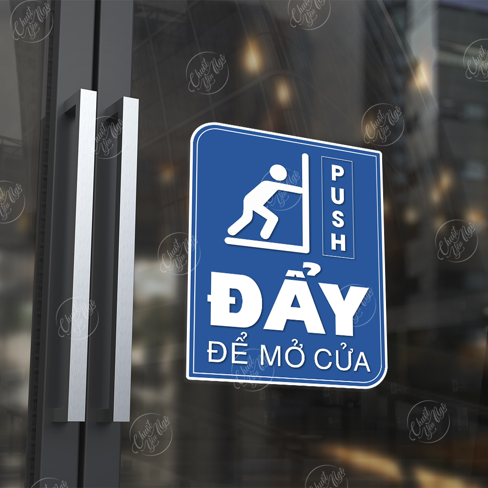 Bộ 2 miếng dán cửa kính KÉO ĐẨY pull push dán cửa ra vào decal sticker