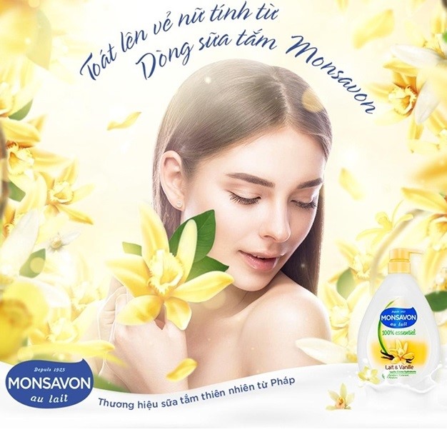 Sữa Tắm Monsavon Chiết Xuất Sữa Và Hoa Vani Dưỡng Da Trắng Mịn Lưu Hương Quyến Rũ Monsavon Lait & Vanille 1000ml
