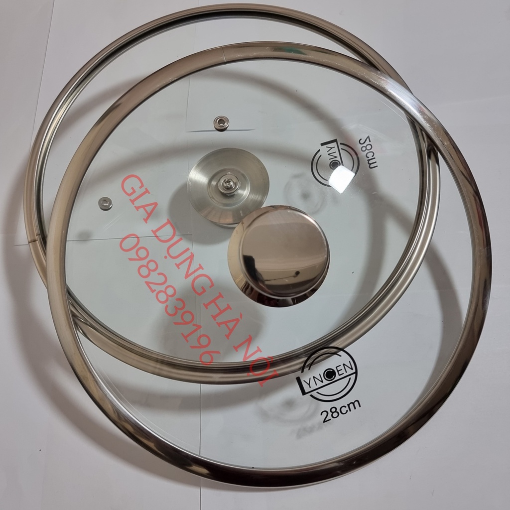 Nắp vung kính inox nồi chảo Lyncen 16cm 18cm 20cm 22cm 24cm 26cm 28cm 30cm