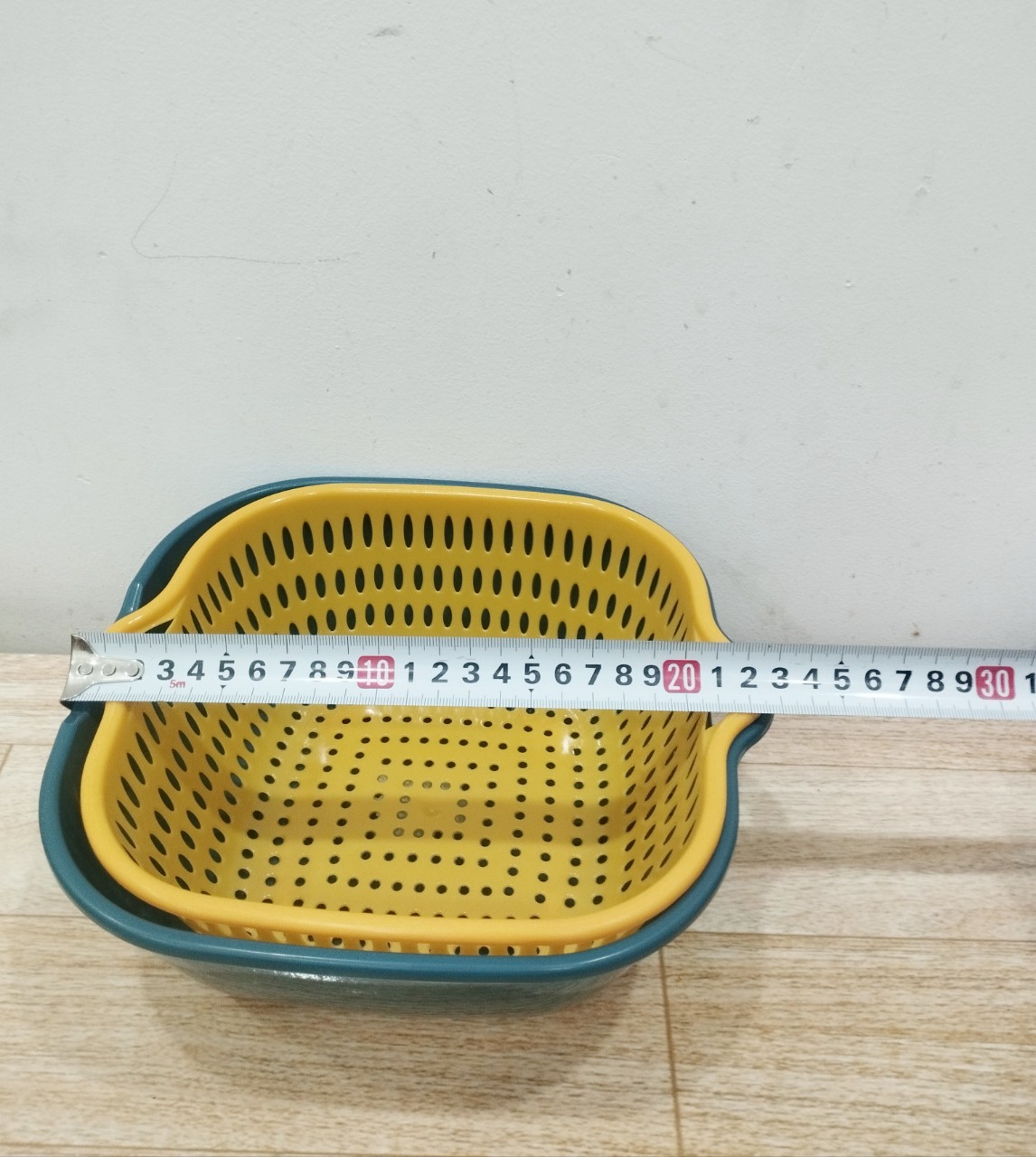 bộ thau rổ 6 món 2 lớp hình vuông đủ 3 size