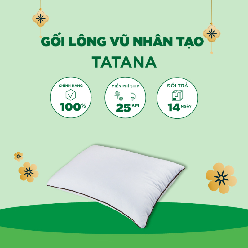 Freeship gối nằm lông vũ nhân tạo cao cấp tatana 50x70cm