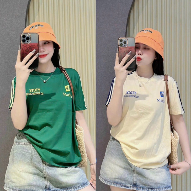 Áo thun cotton Thái nữ dáng vừa phối sọc tay ( Mã THÁI @ )