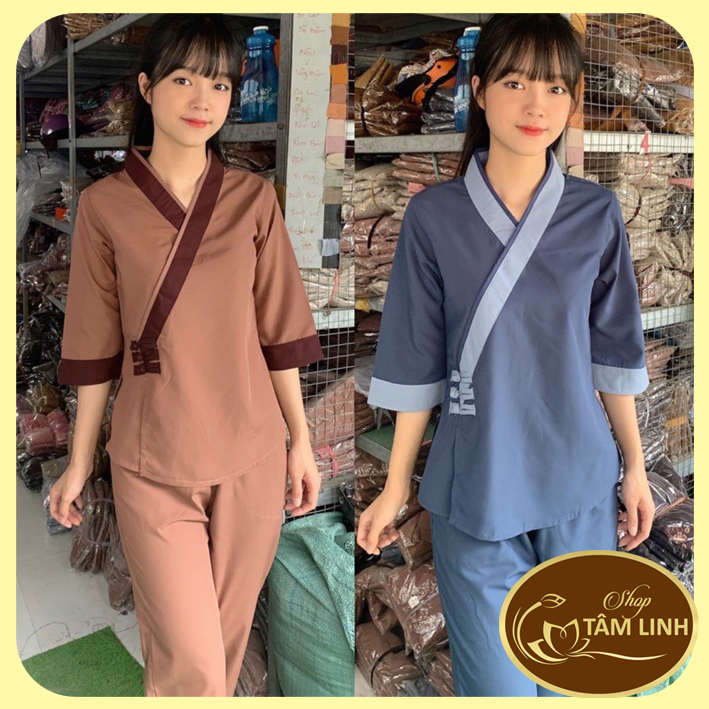 Đồ Lam Đi Chùa _ Mẫu Tim 3 Nút