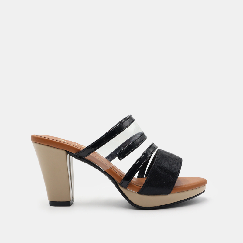 Dép sandal nữ cao gót 7cm hàng hiệu rosata hai màu đen đồng thời trang hàn quốc ro518