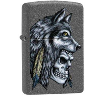 Zippo 29863 - zippo wolf skull feather design iron stone