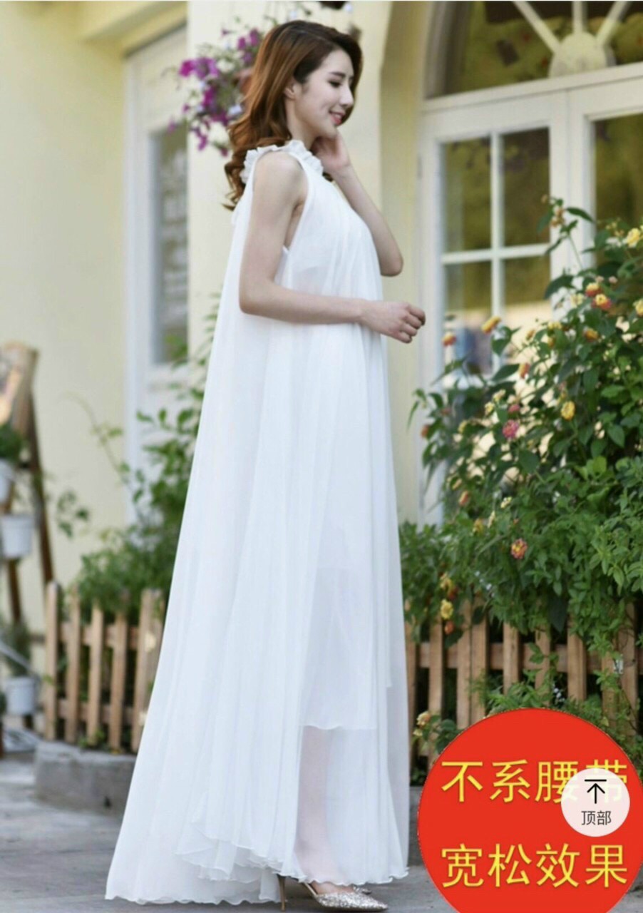 Đầm suông cổ yếm thắt nơ eo-TD#damnu