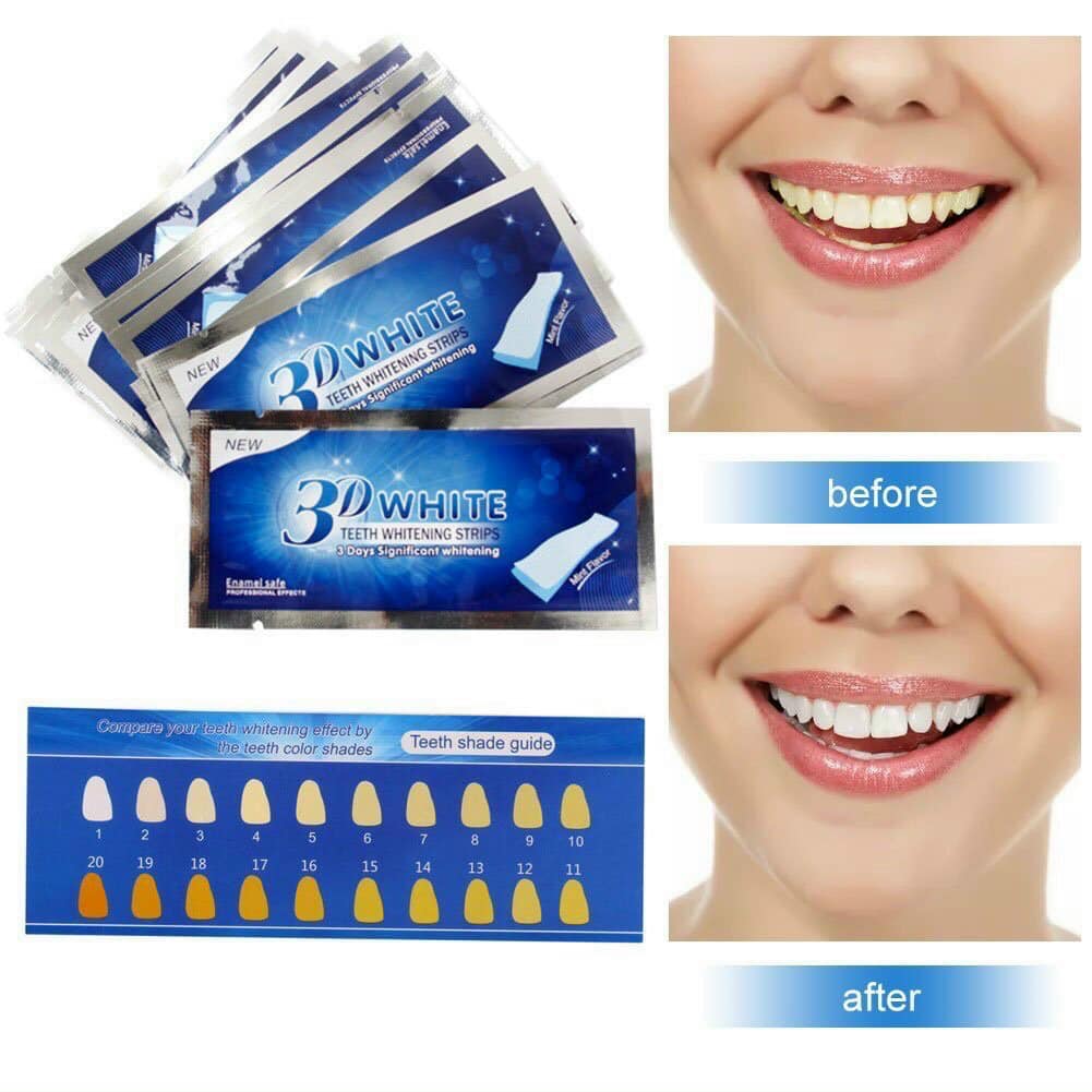 Miếng dán trắng răng 3D White Teeth Whitening Strips, miếng dán trắng răng 5d miếng dán trắng răng chính hãng, miếng dán trắng răng crest 3d white Miếng dán trắng răng 3D White Teeth Whitening Strips hỗ trợ làm trắng răng hiệu quả