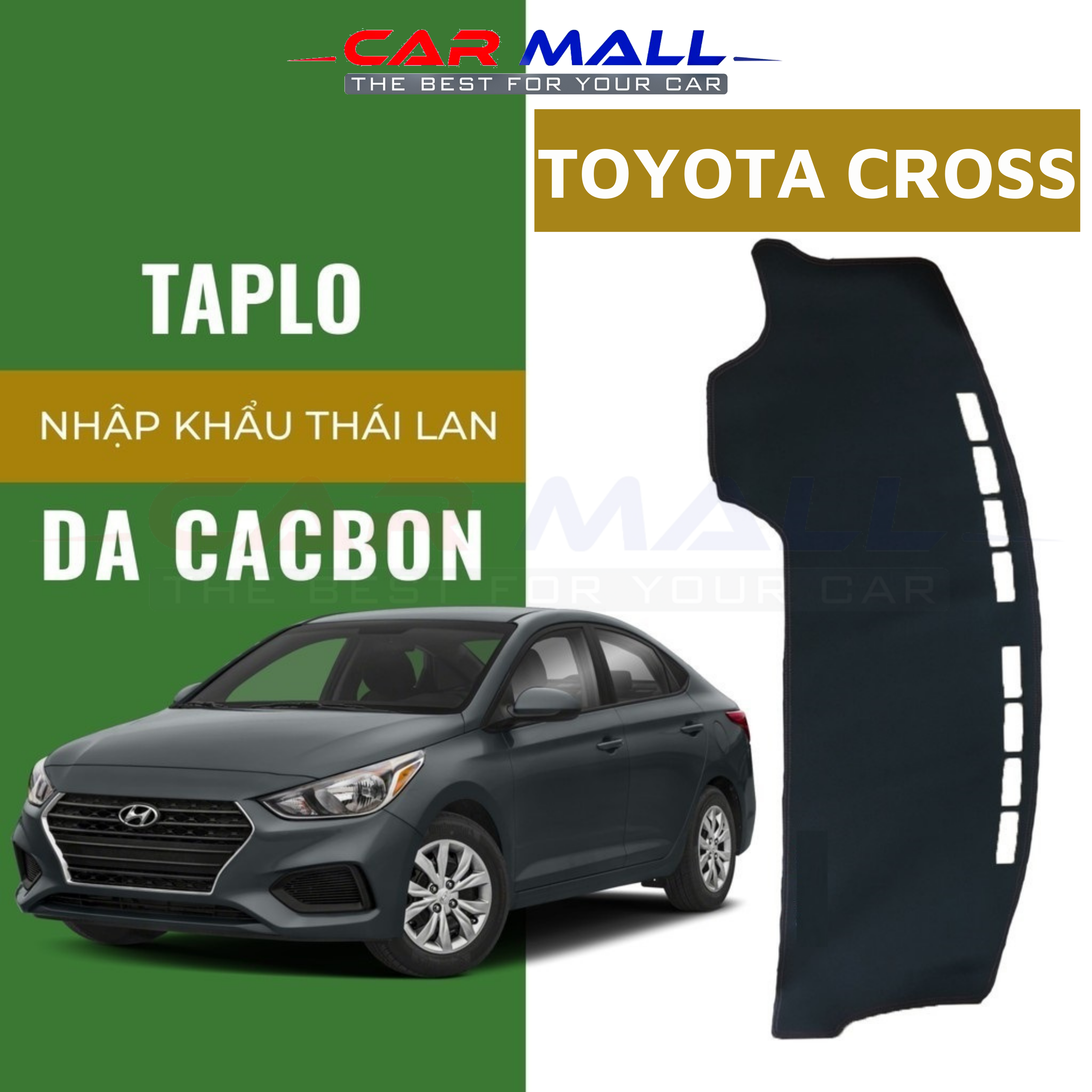 Thảm taplo TOYOTA COROLLA CROSS, thảm phủ taplo da dập vân cacbon cao cấp