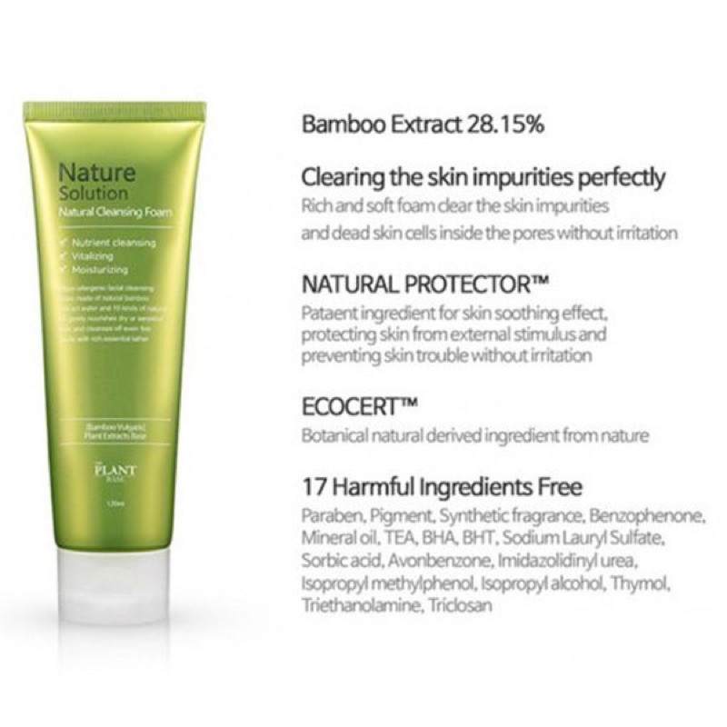 Sữa rửa mặt The Plant Base Nature Solution Natural Cleansing Foam 120ml