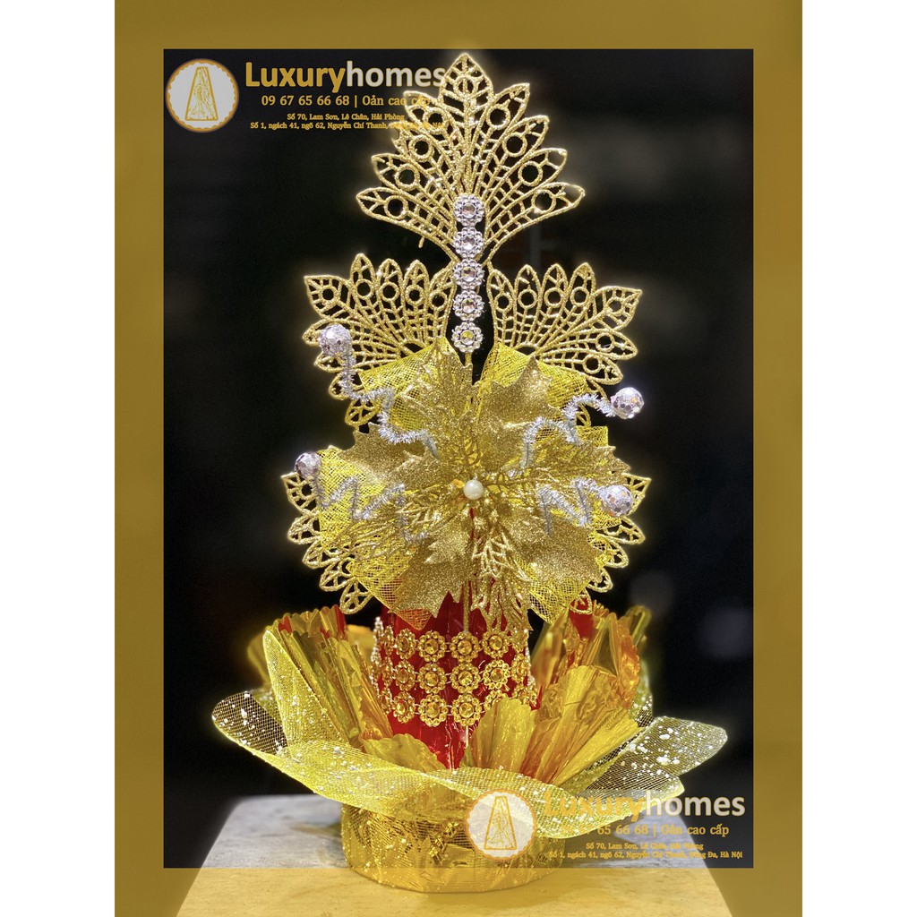 Oản stem gold leaf pearl yellow | | oản Pearl | oản Road | oản ceremony | oản fortune LOC | items worship | Lu