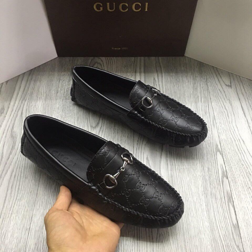 [Lấy mã giảm thêm 30%] Giầy lười da xích đen nam