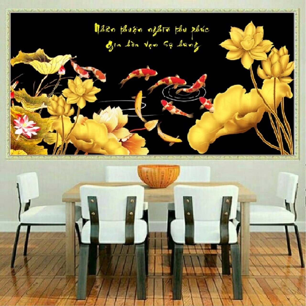 tranh đính đá Gia hòa vạn sự hưng 90x46cm