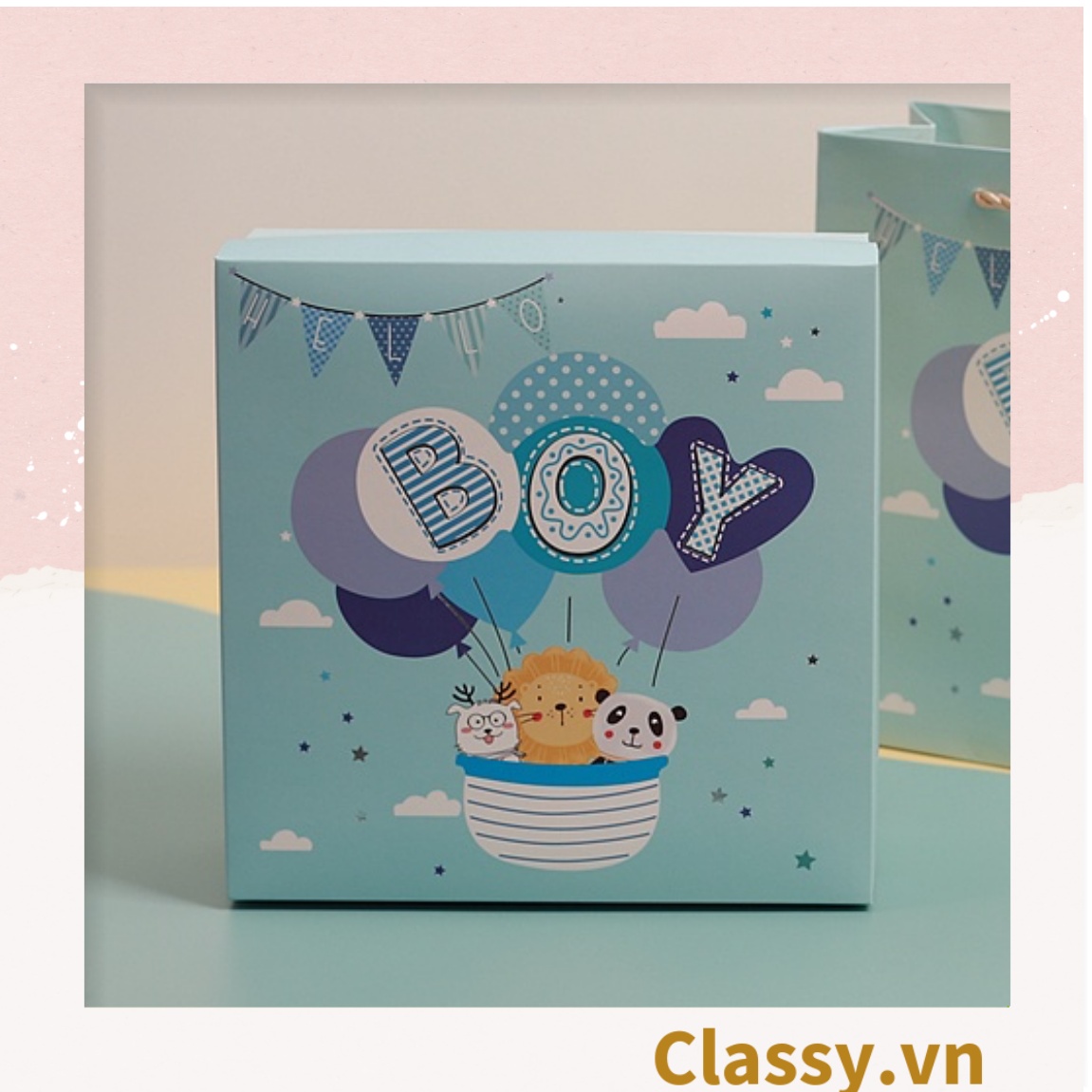 Classy XÉ LẺ túi giấy +Hộp quà lớn quà tặng kích thước 19 * 19 * 8.5cm cho trẻ em (Q488)