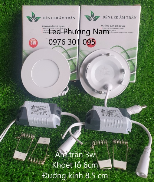 Bảng giá Bóng Đèn Led Âm Trần 3W Khoét Lỗ 60mm