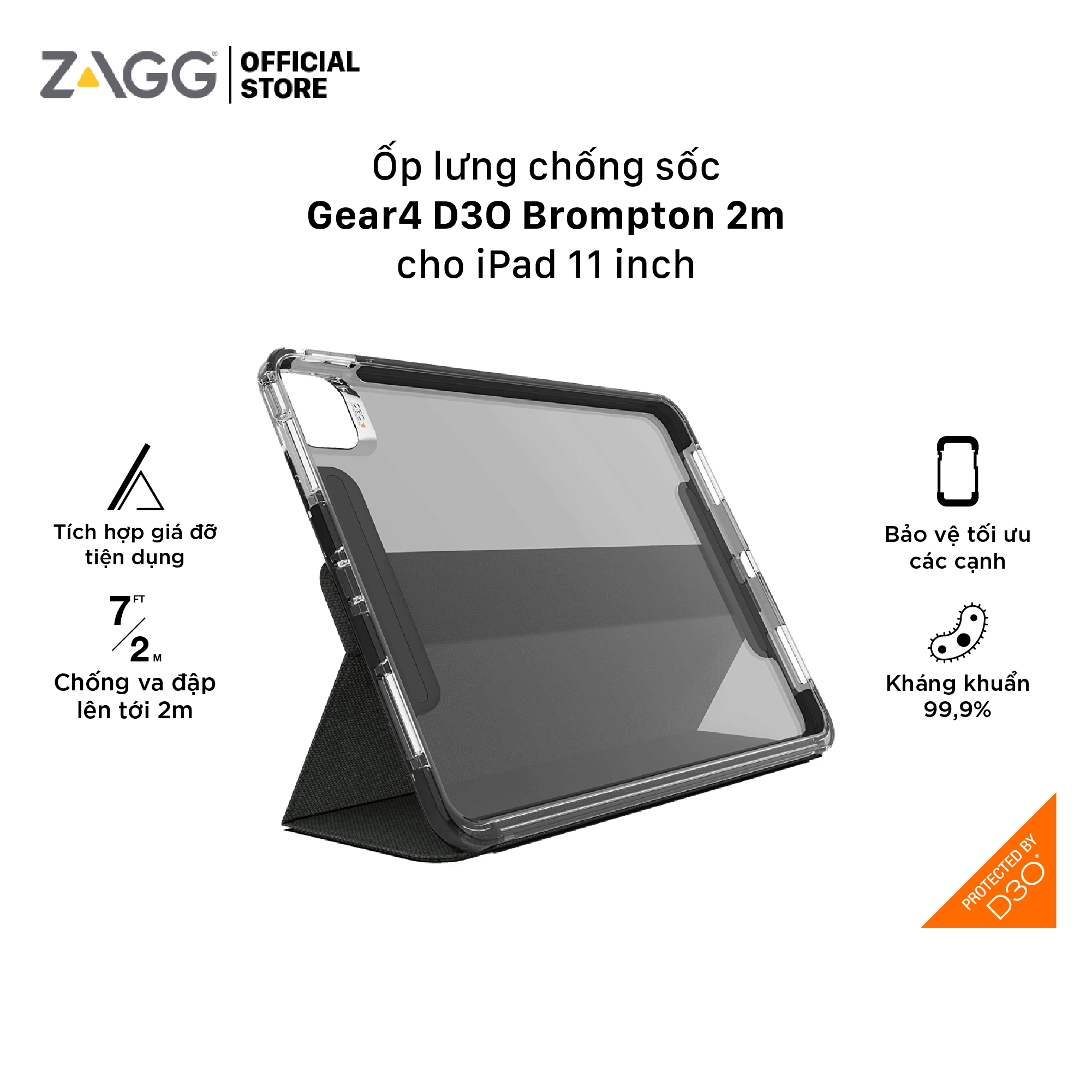 Ốp lưng GEAR4 D3O Brompton - iPad 11 - Folio
