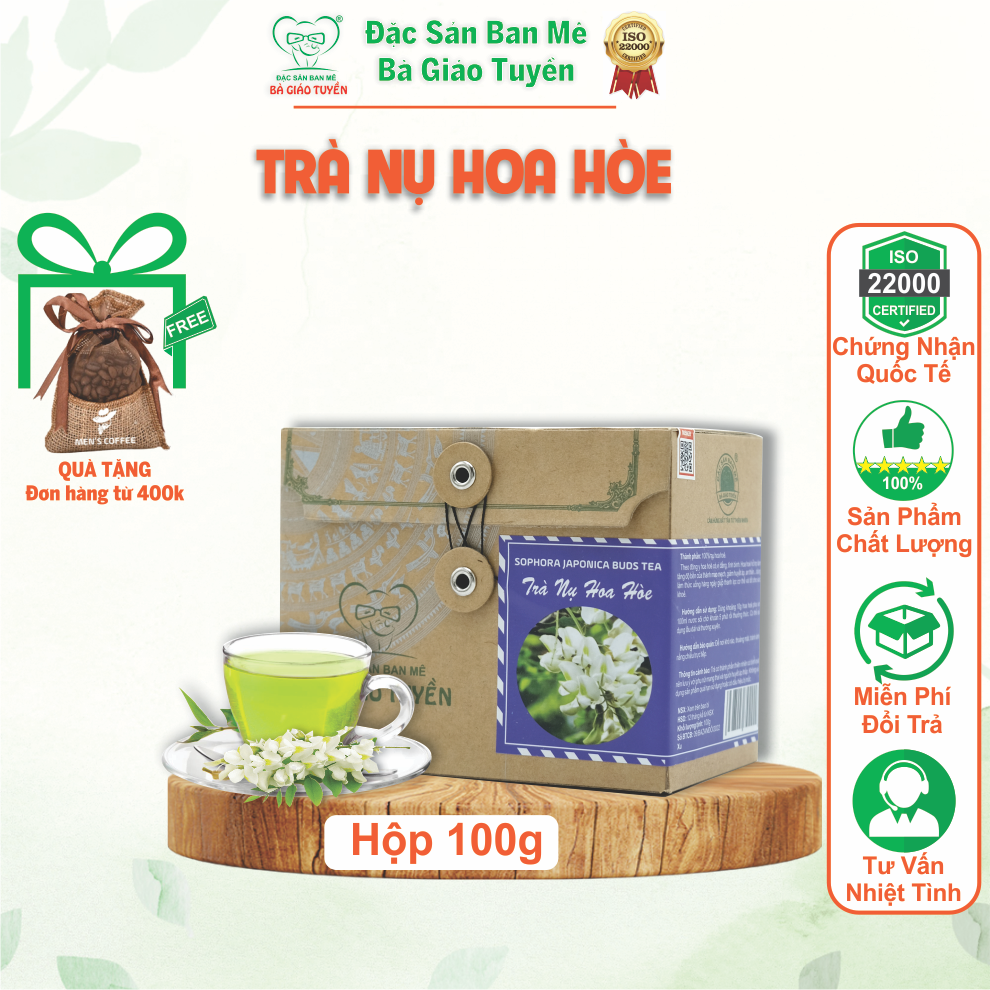 Trà Nụ Hoa Hòe Bà Giáo Tuyền - Thức uống thanh nhiệt, giải độc, tốt cho giấc ngủ. Hộp 100g