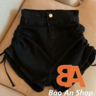 Quần đùi nữ chất vải Kaki rút dây 2 bên hông lưng cạp cao cá tính