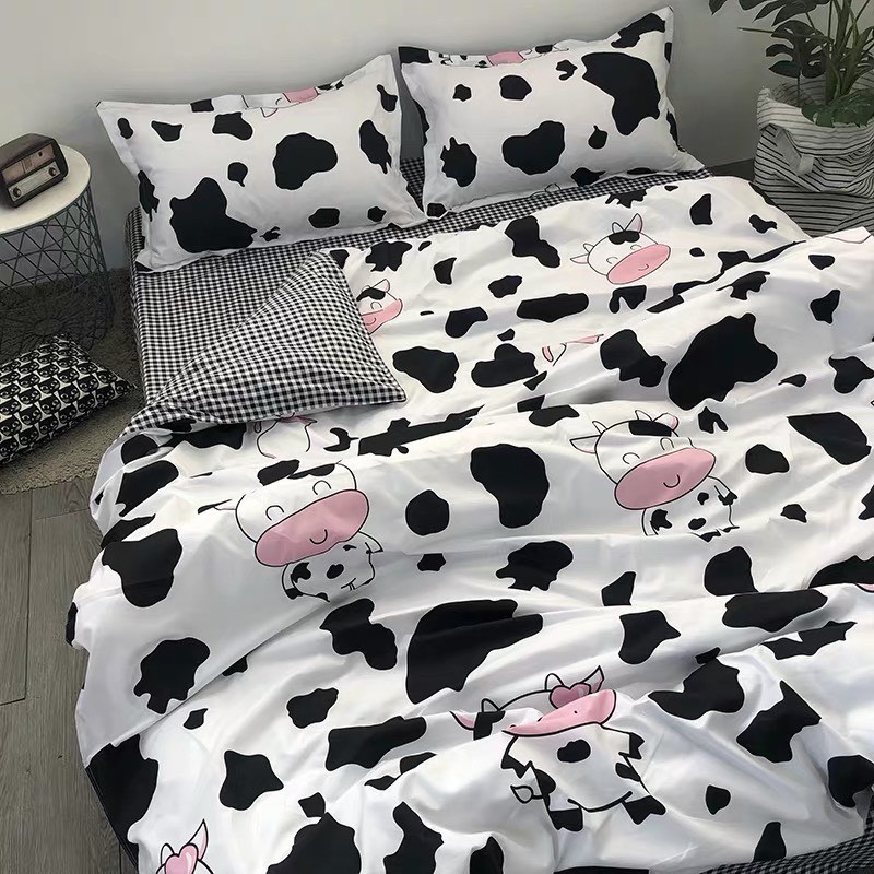 Bộ chăn ga gối cotton poly bò sữa trắng