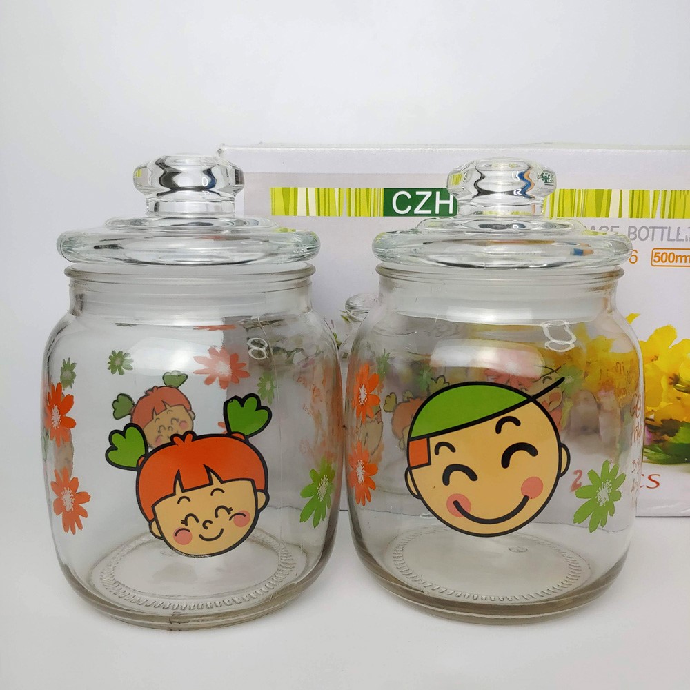 BỘ 2 LỌ THỦY TINH 500ml có nắp hít