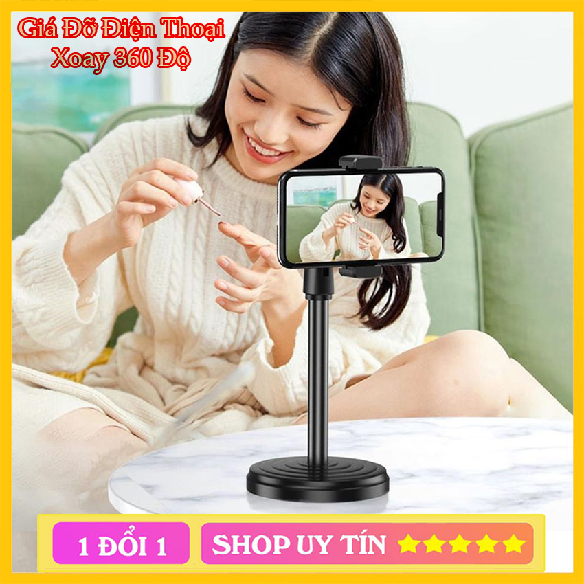 Giá Đỡ 2 Điện Thoại Livestream Có Đèn Led, Kẹp Điện Thoại Để Bàn Quay Video Tiktok Có Đèn Led 3 Màu - Có Video, Ảnh Thật