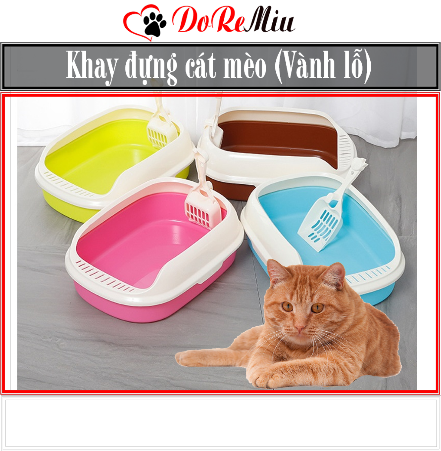 Orgo - Khay vệ sinh cho mèo - Khay vành lỗ Khay đựng cát vệ sinh mèo nhà