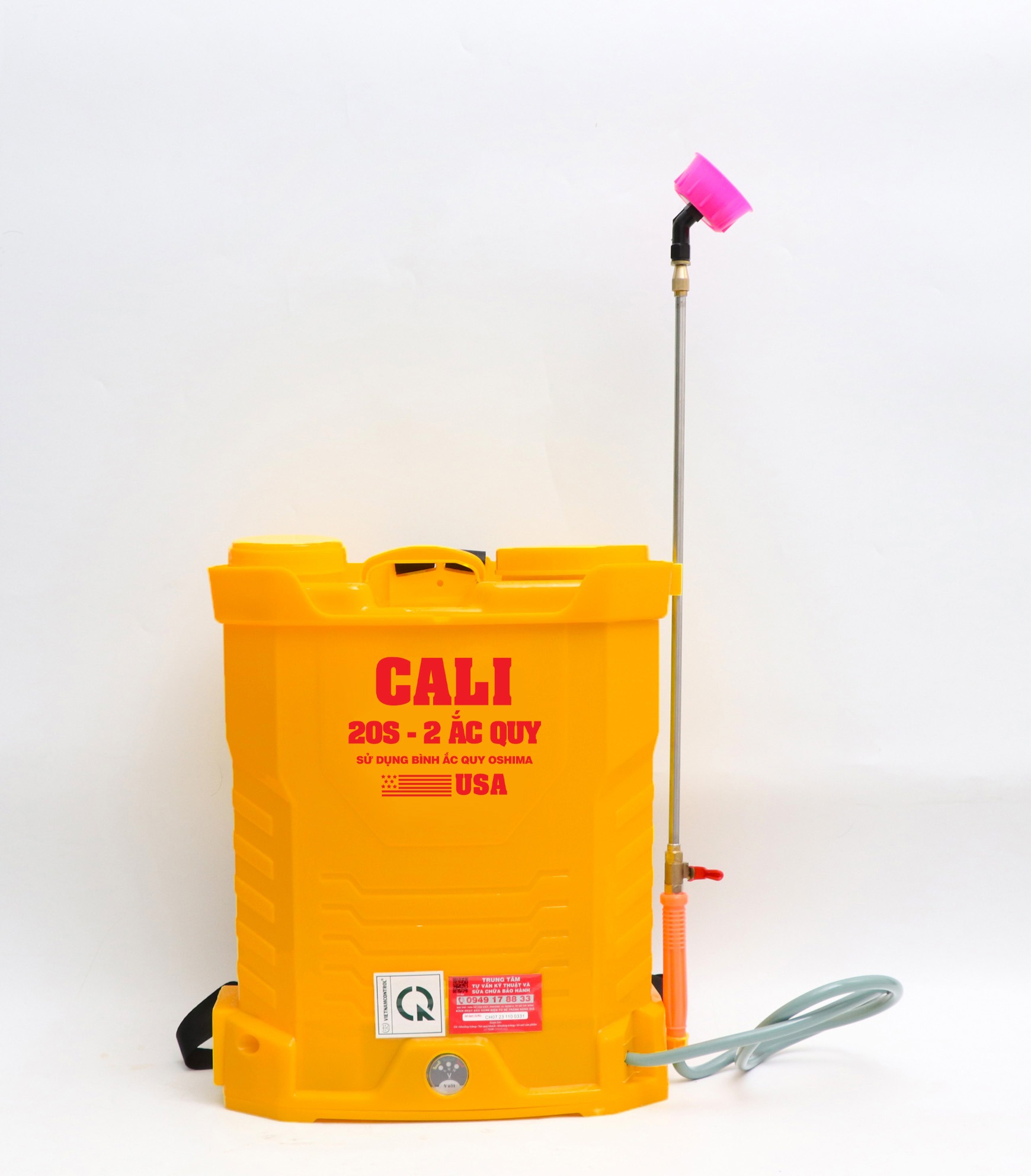 Bình phun xịt điện Cali 20S (Bình 20 lít, đeo lưng, tay cầm van khóa)
