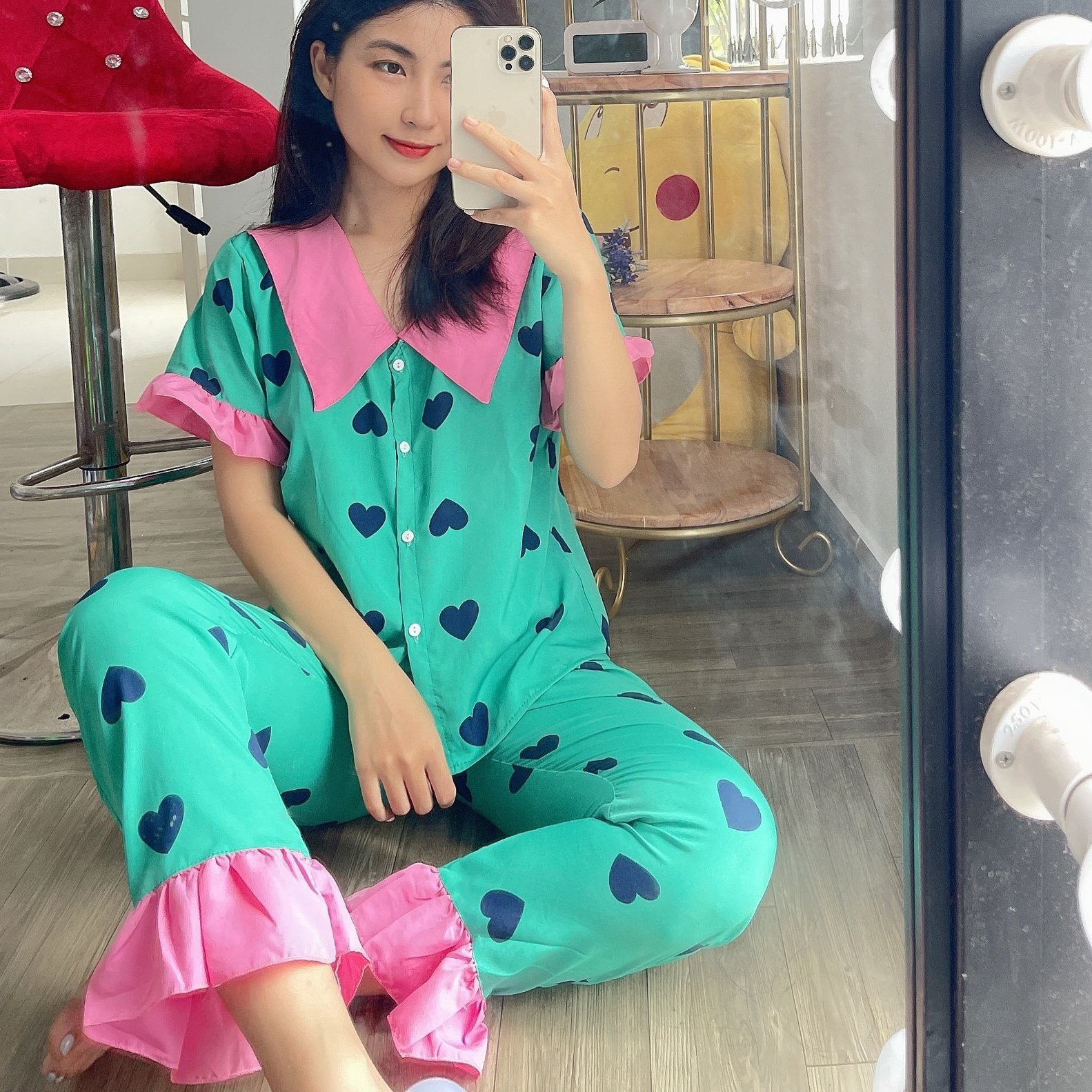 [HOT TIỂU THƯ LỤA HÀN XỊN]ĐỒ BỘ PIJAMA LỤA HÀN XỊN SIZE DƯỚI 55KG ẢNH THẬT