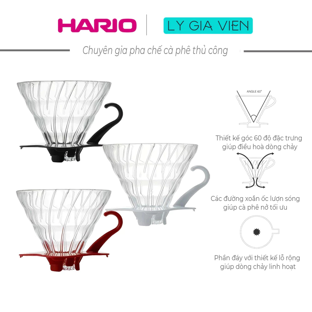 Phễu Pha Cà Phê Thủy Tinh Hario V60 Coffee Dripper