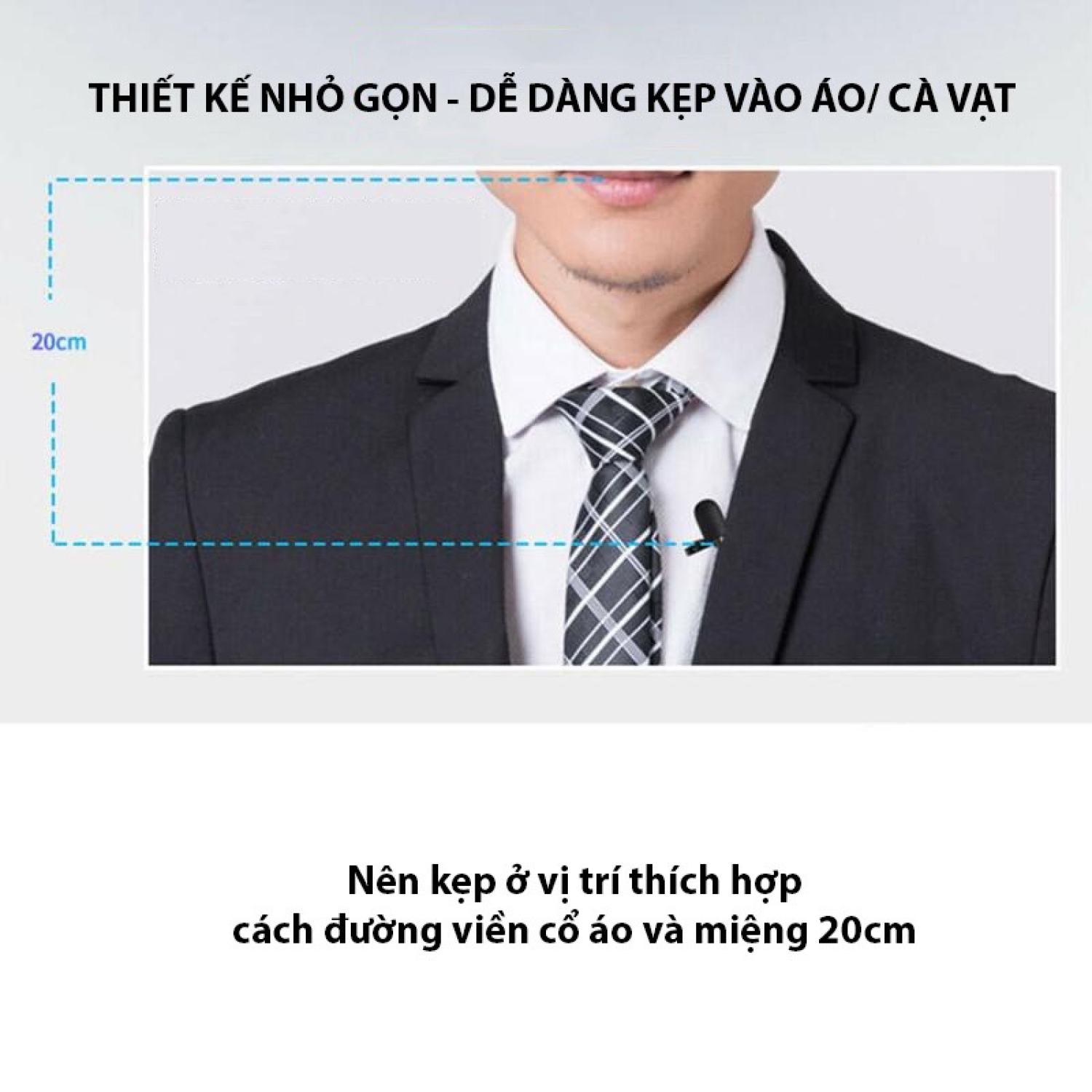 Micro cài áo Lavalier Microphone hàng chuẩn Jack 3.5mm, cổng Lightning, cổng Type-C cho điện thoại