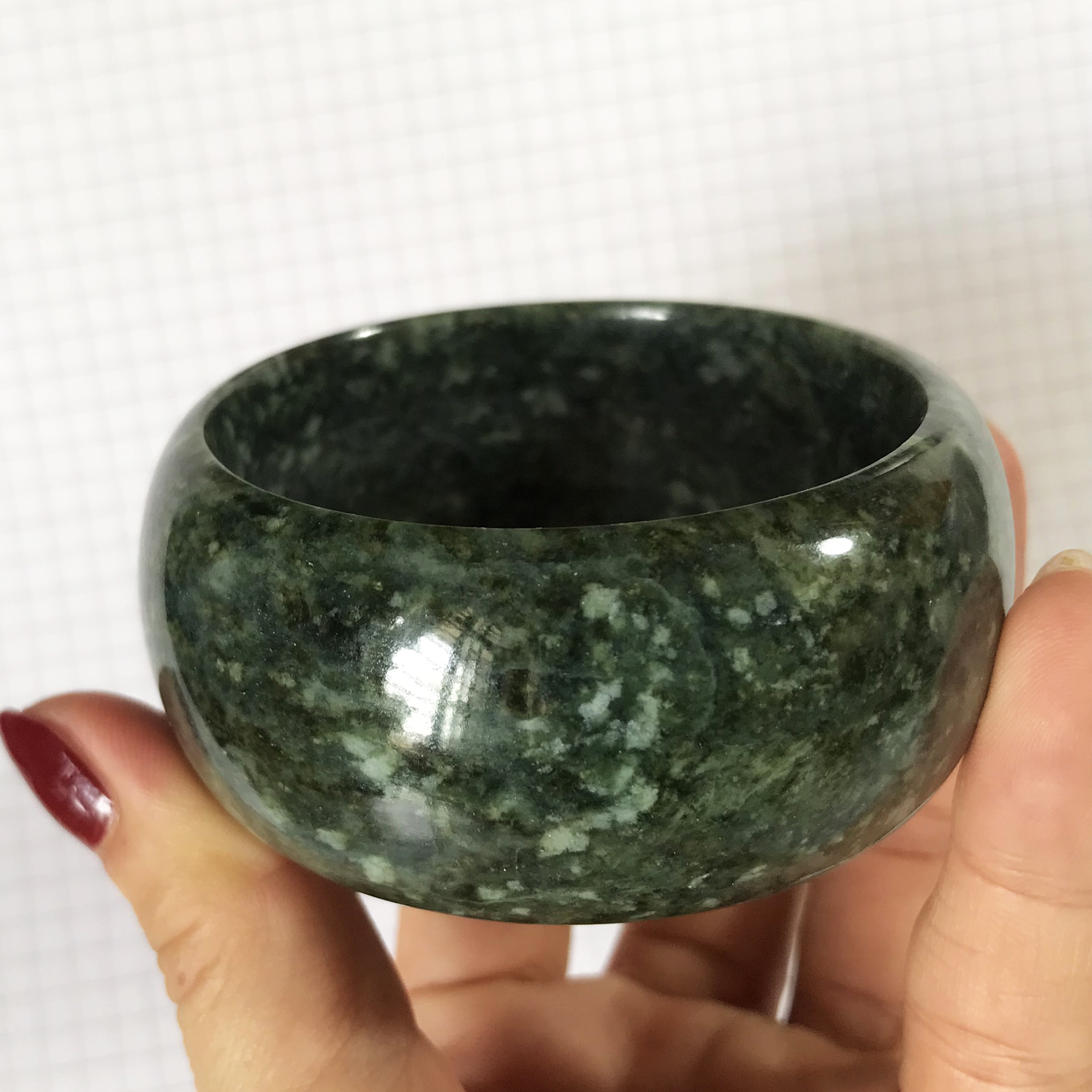 [HCM]Vòng tay cẩm thạch đá tự nhiên serpentine bản cao 3 cm cho mệnh Hỏa và Mộc (nhiều size cho cả nam và Nữ)