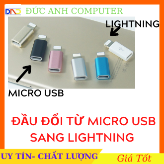 Đầu cắm chuyển đổi cổng micro usb sang lightning vỏ nhôm loại tốt, micro usb to lightning full box