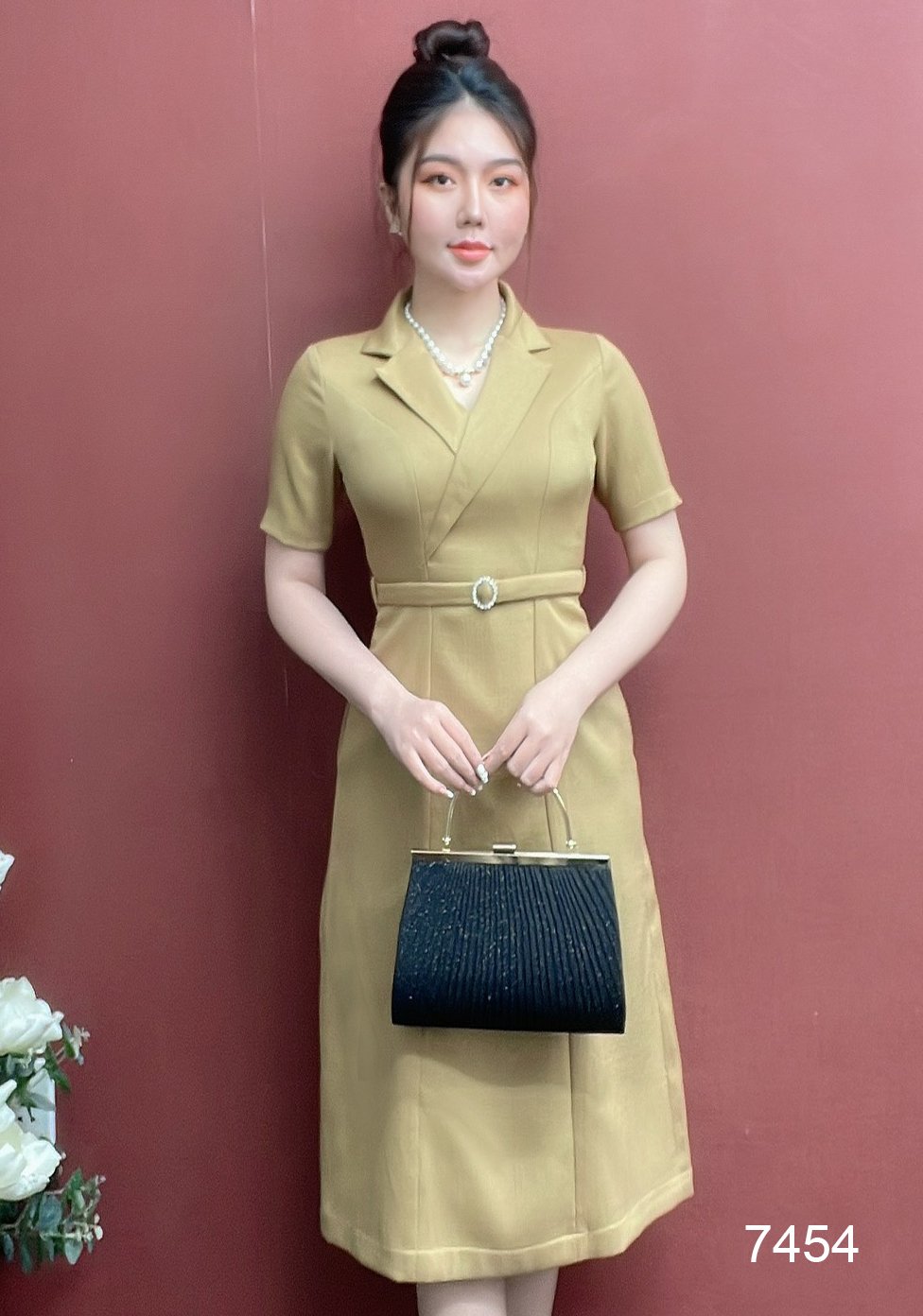 Đầm EMY EM7454 Đầm Xoè A Cổ Vest