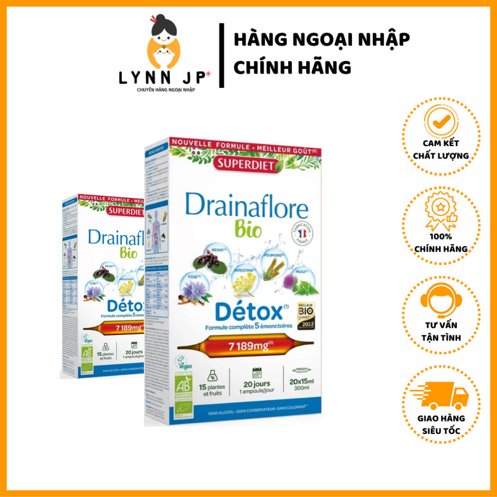 Nước uống thải độc chuyên sâu Superdiet Drainaflore Bio Detox 300ml