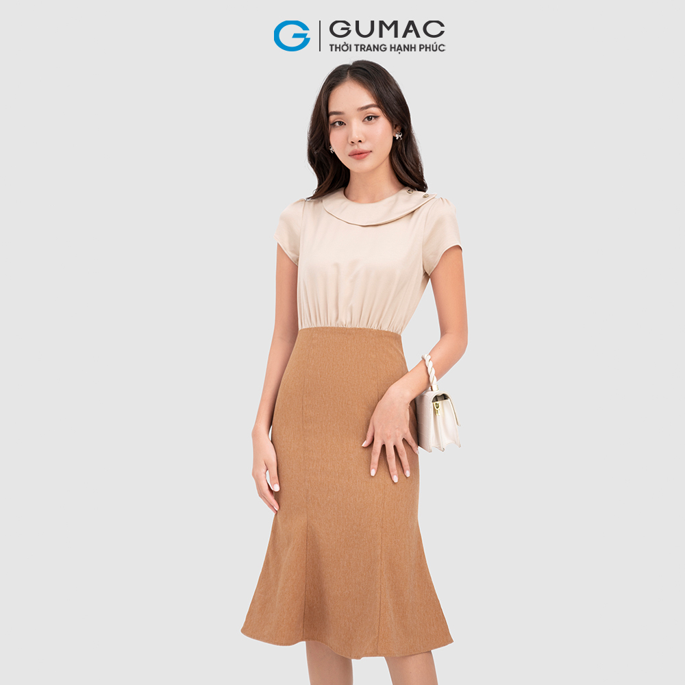 Đầm đuôi cá phối lụa thời trang GUMAC DC11070