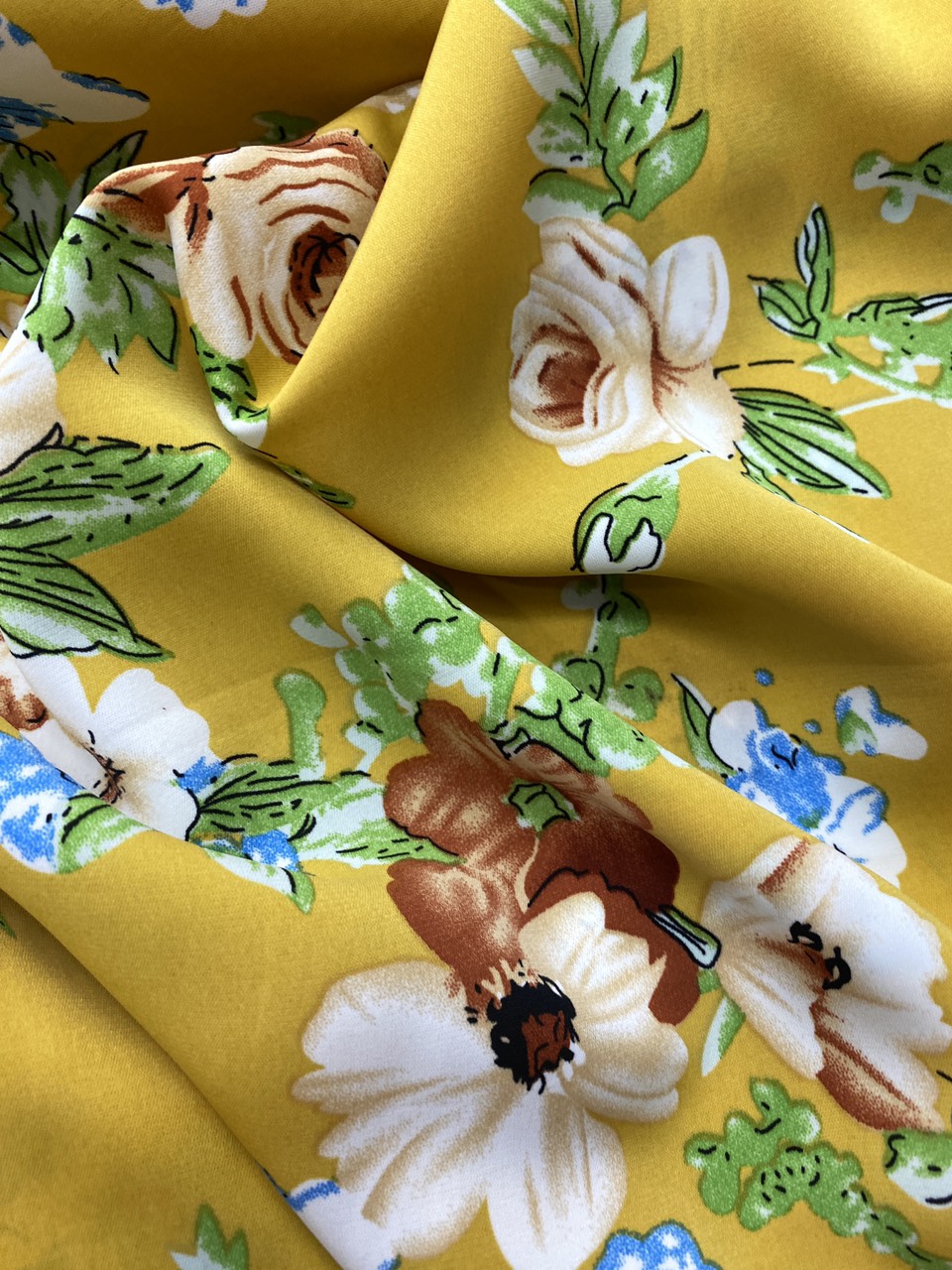 Vải lụa trượt hoa đều may đầm bộ jumpsuit MS3731