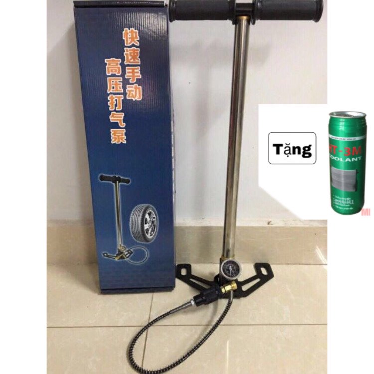 Bơm tay cao áp inox đồng hồ to lọc ẩm to hàng cao cấp - 40Mpa 2020 ( loại 1)- Tặng kèm nước làm mát bơm