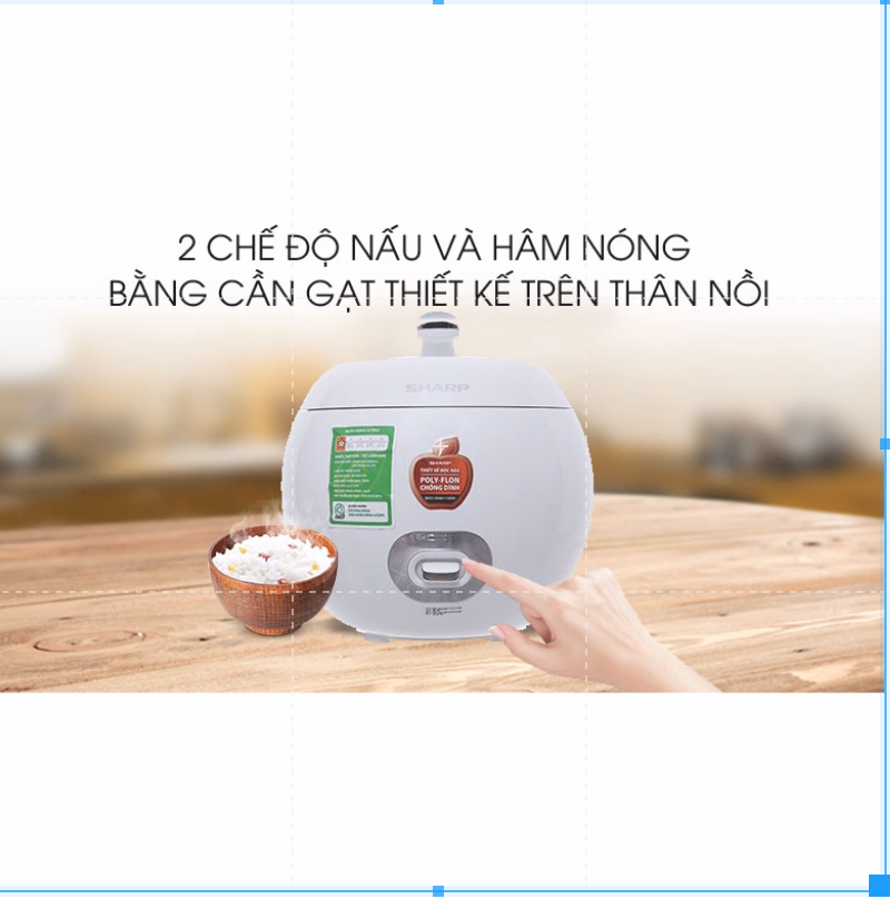 Nồi cơm điện Sharp KS-A08V-WH, KS-A08V-RD 0.72 lít (Hàng chính hãng, Nấu cơm nhanh, Thiết kế độc đáo)