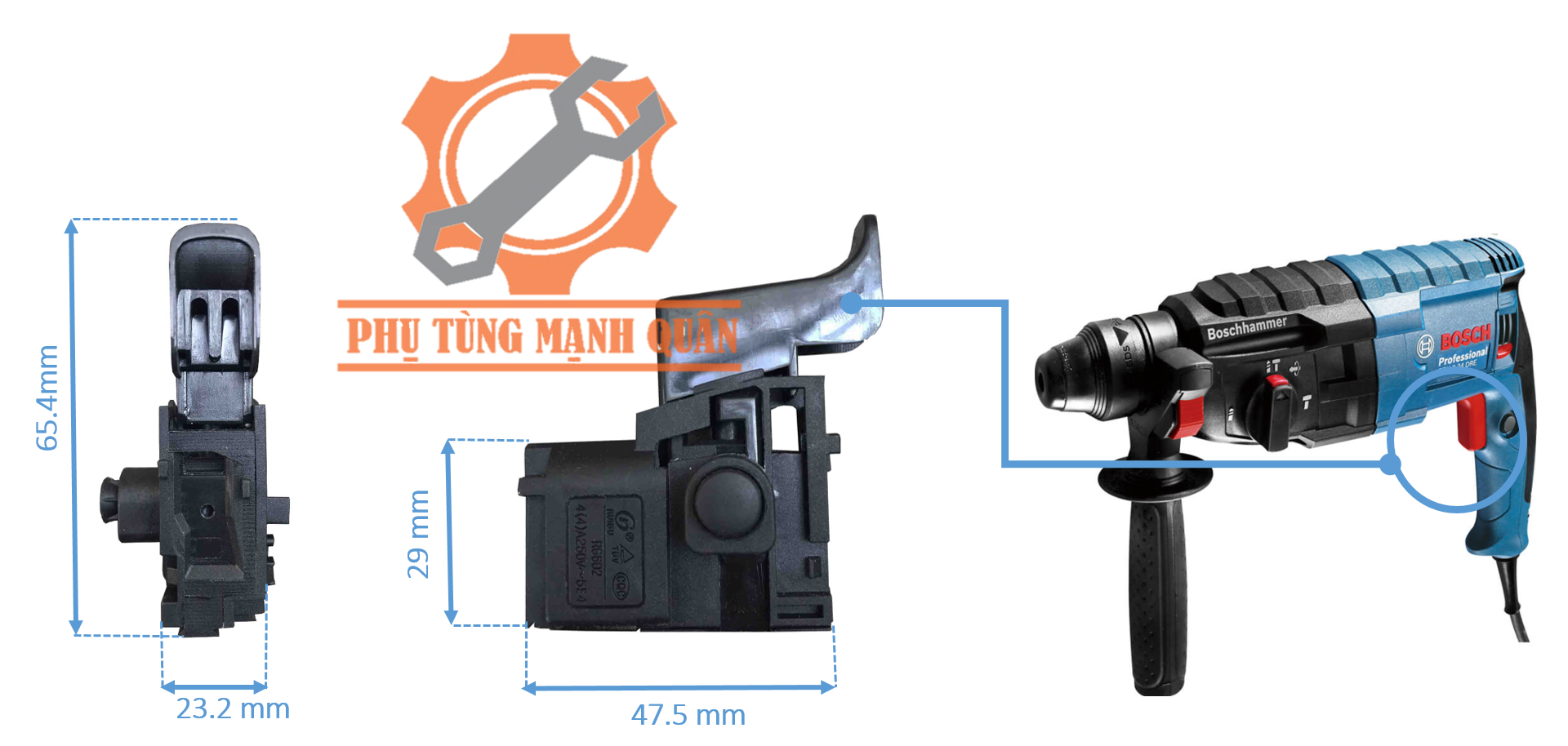 Công tắc máy khoan boschh 2-24 không đảo chiều